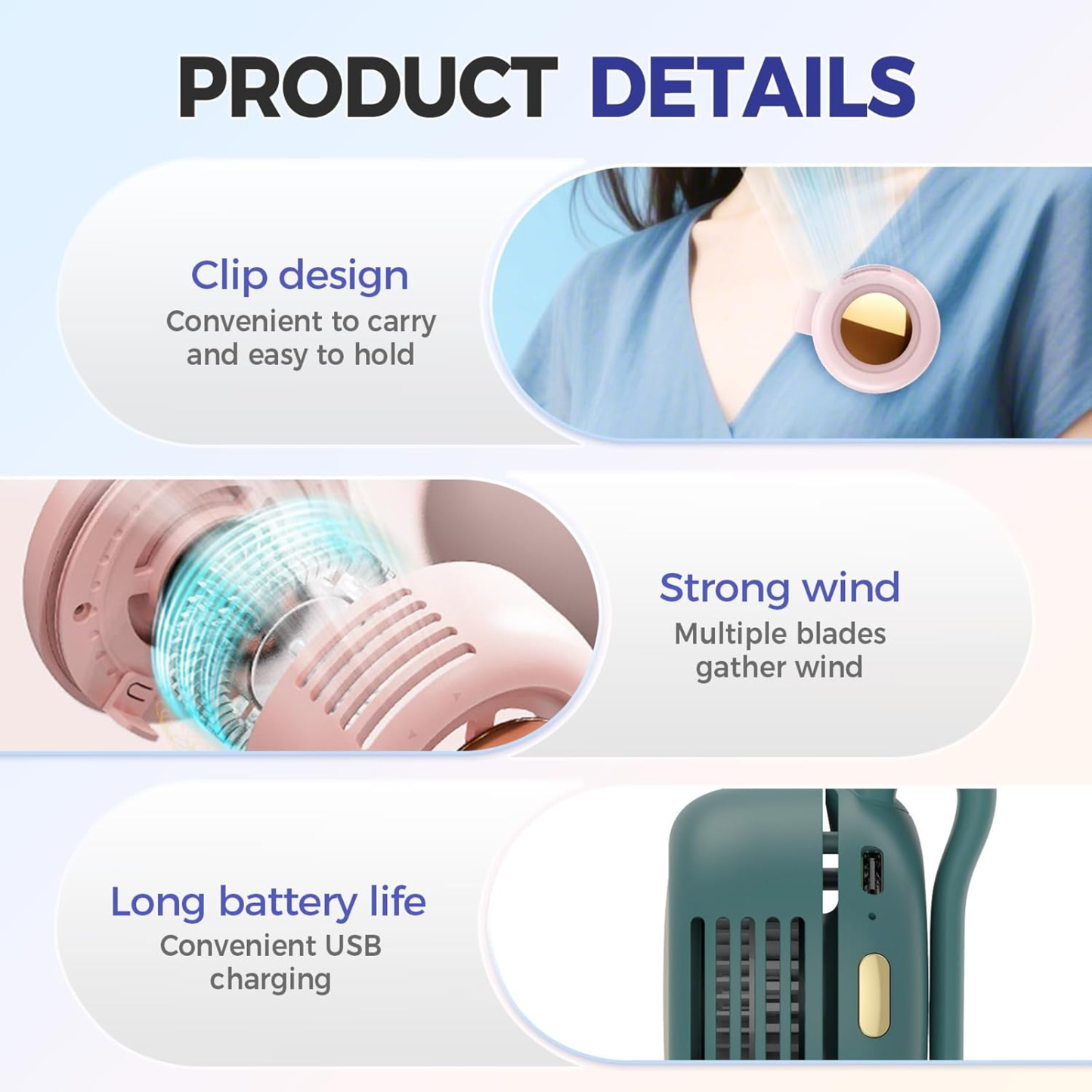 Rechargeable Portable Mini Fan
